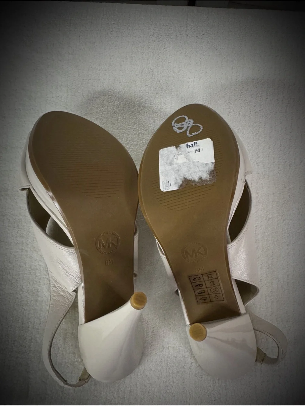 MICHAEL Michael Kors Cream Leather Slingback Peep Toe Platform Heels Size 8